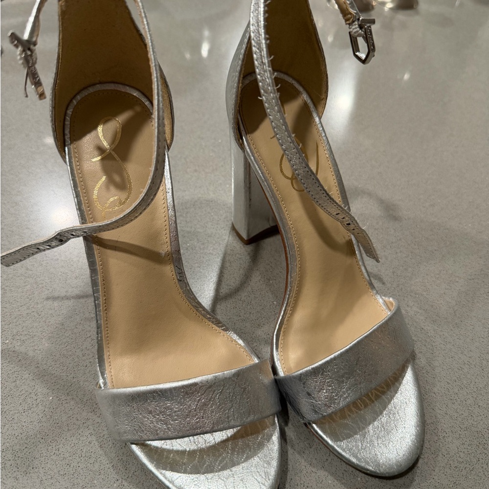 Sam Edelman Silver Block Heel Sandals